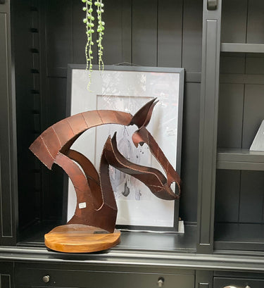 Maverick Equine Sculpture – Bronze & Teak at Online8 Furniture Auckland NZ