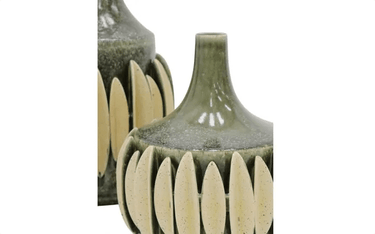 Melia 3D Ceramic Vase - Olive at online8 furniture store Auckland