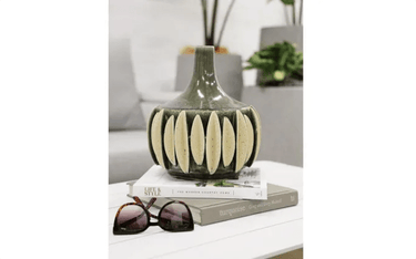 Melia 3D Ceramic Vase - Olive at online8 furniture store Auckland