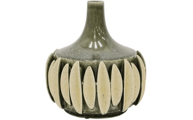 Melia 3D Ceramic Vase - Olive at online8 furniture store Auckland
