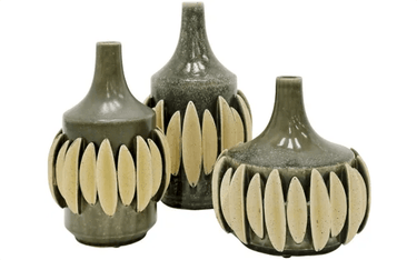 Melia 3D Ceramic Vase - Olive at online8 furniture store Auckland