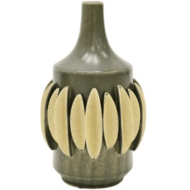 Melia 3D Ceramic Vase - Olive at online8 furniture store Auckland
