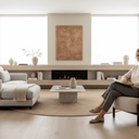 Memphis Tub Chair | Natural Fabric & Dark Oak at online8 furniture store Auckland