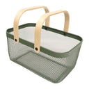 Mesh Basket w/Bamboo Handle - Green at online8 furniture store Auckland