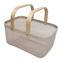 Mesh Basket w/Bamboo Handle - Ivory at online8 furniture store Auckland