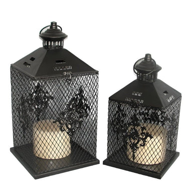 Mesh Lantern Black Set/2 at online8 furniture store Auckland