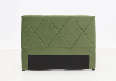 Metro Diamond Stitched Headboard Double/Queen - Velvet Olive at online8 furniture store Auckland