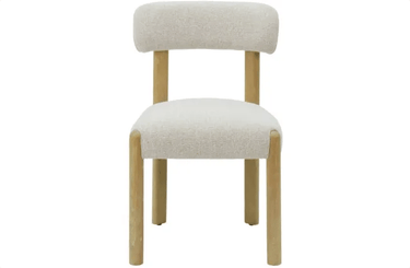 Mia Linen & Oak Dining Chair - Beige Fleck at online8 furniture store Auckland