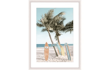 Miami B Glass Framed Art - White at online8 furniture store Auckland
