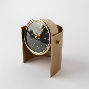Mid-Century Curved Antique Brass Clock at Online8 Furniture Auckland NZ