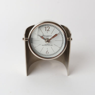 Mid-Century Curved Nickel Clock at Online8 Furniture Auckland NZ