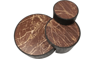 Miele Marble & Wood Coffee Table - Set of 3 at Online8 Furniture Auckland NZ