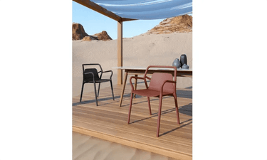 Mila Stackable Outdoor Dining Chair - Rust at online8 furniture store Auckland