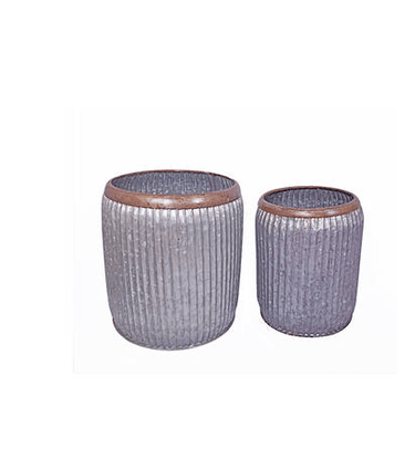 Miller Galvanised Barrel Planters - Set of 2 at online8 furniture store Auckland