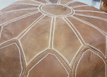 Moroccan Leather Pouf | Ottoman at online8 furniture store Auckland