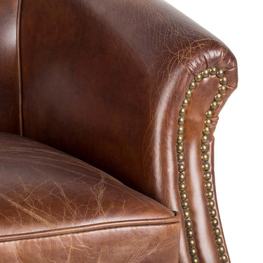Mossberg Leather Tub Chair - Vintage Cigar at online8 furniture store Auckland