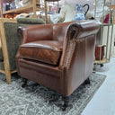 Mossberg Leather Tub Chair - Vintage Cigar at Online8 Furniture Auckland NZ