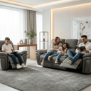 Moy 3RR + R Recliner Lounge Suite - Grey at online8 furniture store Auckland