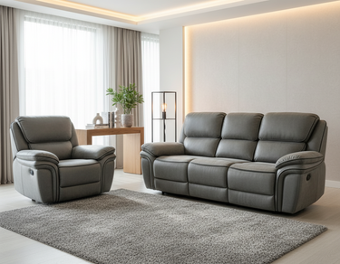 Moy 3RR + R Recliner Suite Grey at online8 furniture store Auckland