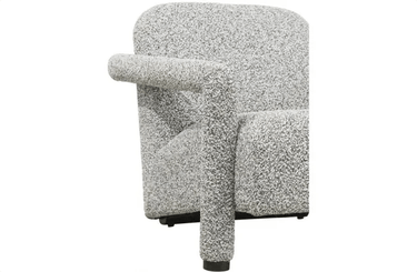 Mumba Linen & Black Accent Chair - Black Fleck at online8 furniture store Auckland