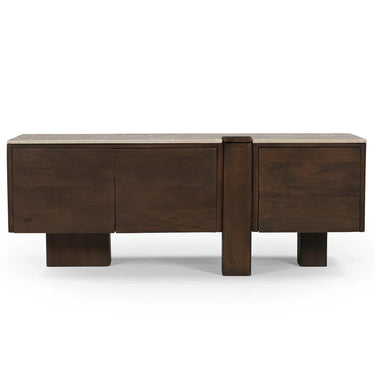 Munoz Media Unit with Stone Top – Walnut at Online8 Furniture Auckland NZ