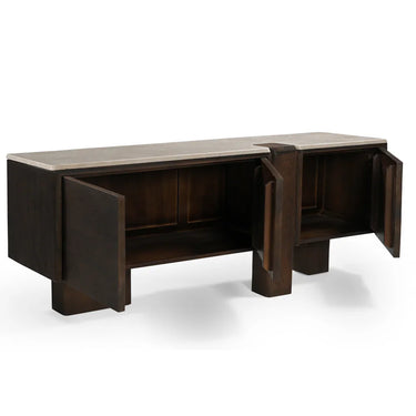 Munoz Media Unit with Stone Top – Walnut at Online8 Furniture Auckland NZ