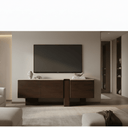 Munoz Media Unit with Stone Top – Walnut at Online8 Furniture Auckland NZ