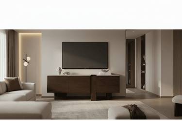 Munoz Media Unit with Stone Top – Walnut at Online8 Furniture Auckland NZ