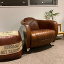 Mustang Aged Leather Armchair - Vintage Cigar at online8 furniture store Auckland