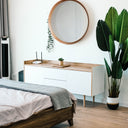 Natural Oak Round Framed Mirror at Online8 Furniture Auckland NZ