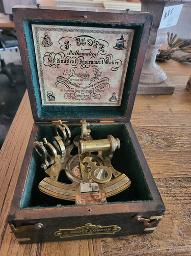 Nautical Brass Sextant with Compass & Box at online8 furniture store Auckland
