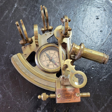 Nautical Brass Sextant with Compass & Box at online8 furniture store Auckland