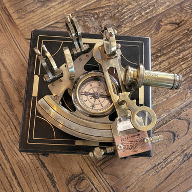 Nautical Brass Sextant with Compass & Box at online8 furniture store Auckland