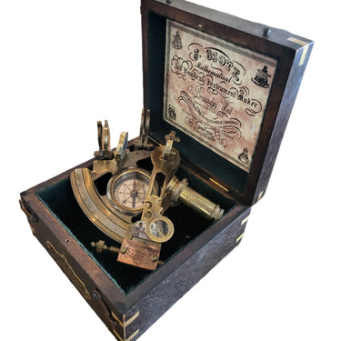 Nautical Brass Sextant with Compass & Box at online8 furniture store Auckland
