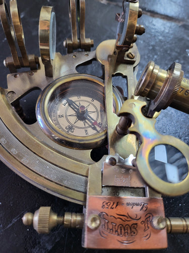 Nautical Brass Sextant with Compass & Box at online8 furniture store Auckland