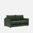 Neah Slim Sofa Bed 180cm in Avella pine green with slim arms on a solid metal frame