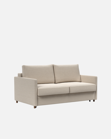 Neah Slim Sofa Bed 180cm in Phobos mocha with slim arms on a solid metal frame