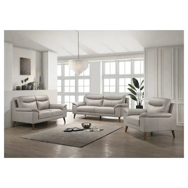 Nebraska 3 Seater Leather Sofa - Pewter at online8 furniture store Auckland