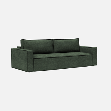 Newilla Sofa Bed in Avella pine green on a solid wood frame with detachable, washable covers