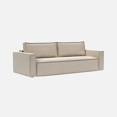 Newilla three-seater sofa bed, 246cm wide with a 44cm seat height, converting to a 145 x 200cm double bed