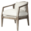 Newport Fabric Armchair - Oak & Linen at online8 furniture store Auckland