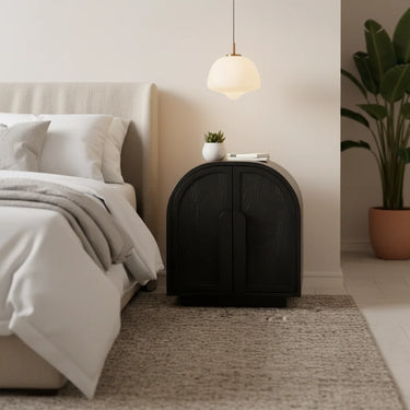 Nico 2-Door Bedside Table - Matte Black at Online8 Furniture Auckland NZ