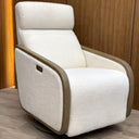 Oakmount Electric Recliner & Rocking Chair - White & Natural at online8 furniture store Auckland