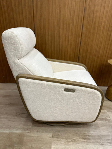 Oakmount Electric Recliner & Rocking Chair - White & Natural at online8 furniture store Auckland