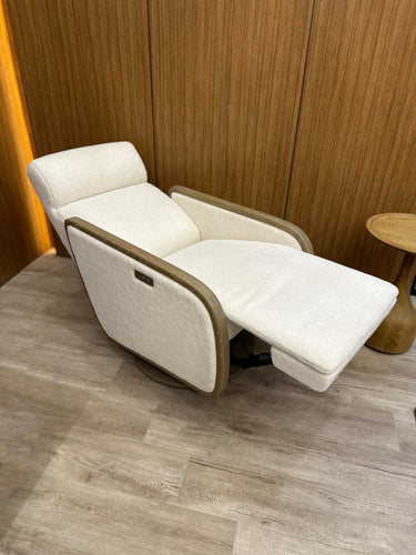 Oakmount Electric Recliner & Rocking Chair - White & Natural at online8 furniture store Auckland
