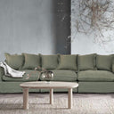 Oasis Washed Linen 3 Seat Modular Slip Cover Sofa - Olive at online8 furniture store Auckland