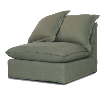 Oasis Washed Linen 3 Seat Modular Slip Cover Sofa - Olive at online8 furniture store Auckland