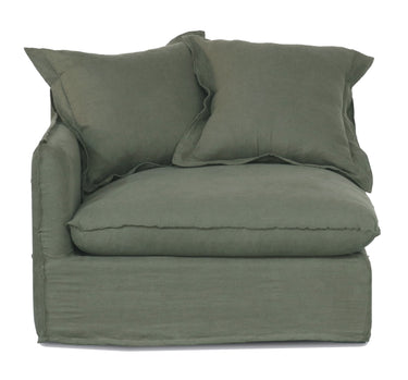 Oasis Washed Linen 3 Seat Modular Slip Cover Sofa - Olive at online8 furniture store Auckland