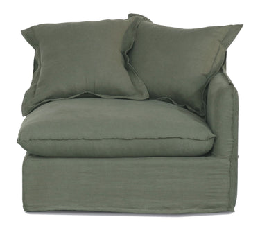 Oasis Washed Linen 3 Seat Modular Slip Cover Sofa - Olive at online8 furniture store Auckland