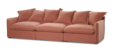 Oasis Washed Linen 3 Seat Modular Slip Cover Sofa - Rust at online8 furniture store Auckland